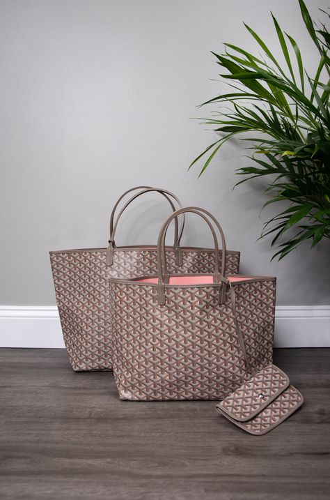 Goyard Saint Louis GM & PM Grey/Pink Bag Goyard Tote Grey, Pink Goyard Bag, Pink Goyard Tote, Grey Goyard, Pink Goyard, Goyard St Louis Tote, Goyard Tote Bag, Goyard Saint Louis, Goyard Tote