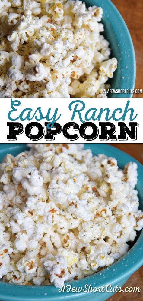 Ranch Popcorn, Popcorn Toppings, Your Next Movie, Popcorn Seasoning, Popcorn Recipe, Flavored Popcorn, Popcorn Recipes, Homemade Snacks, Snack Mix