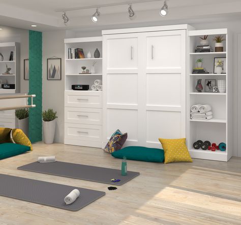 Spare Bedroom Workout Room, Gym And Guest Room Combo, Workout Room Ideas Home, Home Yoga Room, Workout Room Home, Bedroom Gym, Basement Gym, Gym Room At Home, Reformer Pilates