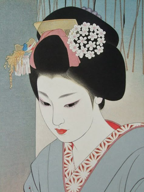 Gueixa Geisha japão japain - Shimura Tatsumi (1907-1980) Art Geisha, Japan Illustration, Japanese Paintings, Art Chinois, Geisha Art, Japanese Drawings, Japanese Stuff, Japanese Artwork, Japanese Illustration