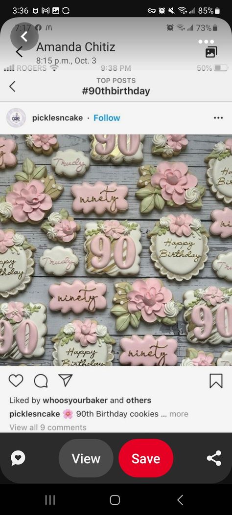 75th Birthday Party Food Ideas, 90th Birthday Party Decorations Ideas, Cookies For 90th Birthday, 95th Birthday Cookies, 80th Birthday Cookies For Grandma, 90th Bday Cookies, 80th Birthday Party Cookies, 100 Birthday Cookies, 90 Birthday Cookies Decorated