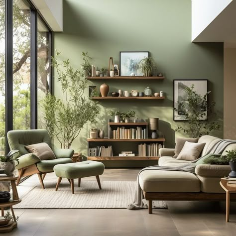 Living Room Design Green, Green Couch Living Room, Conservatory Ideas, Green Living Room Decor, Green Walls, Living Room Design Decor, Home Design Living Room, Living Room Green, Decor Home Living Room