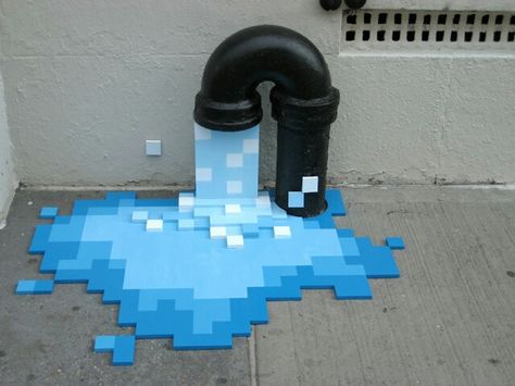 8bit Art, 3d Street Art, Space Invaders, Cool Ideas, Street Art Graffiti, Water Fountain, Public Art, Artsy Fartsy, Graffiti Art