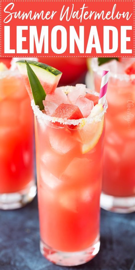 Summer Watermelon Lemonade | Sipping on this refreshing watermelon and pineapple lemonade is like taking a drink of pure summer!  Easy to make, and you can add a bit of alcohol for an adults-only beverage! | http://thechunkychef.com Watermelon Cooler, Watermelon Punch, Pineapple Lemonade, Watermelon Drink, Comfort Recipes, Drink Recipes Nonalcoholic, Lemonade Drinks, Summer Drink Recipes, Watermelon Lemonade