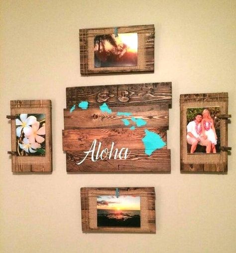 Hawaiian Home Decor, Rustic Wood Crafts, Rustic Wood Wall Art, Walls Art, Hawaiian Homes, Reclaimed Wood Signs, Wood Walls, Hawaiian Decor, Wood Pallet Wall