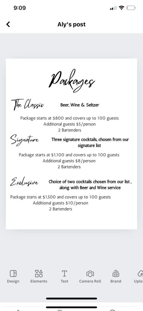 Mobile Bar Price List, Mobile Bar Checklist, Mobile Bar Pricing Packages, Mobile Bar Pricing, Mobile Bartending Packages, Mobile Bar Packages, Private Bartending Business, Mobile Bar Cart Business, Mobile Bartending Business Names