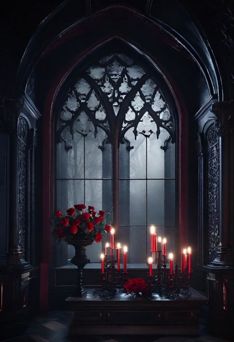 Vampire Room, Gothic Fireplace, Gothic Manor, Vampire Castle, Goth Houses, Art Of The Day, Gothic Window, Victorian Vampire, Photography Artistic