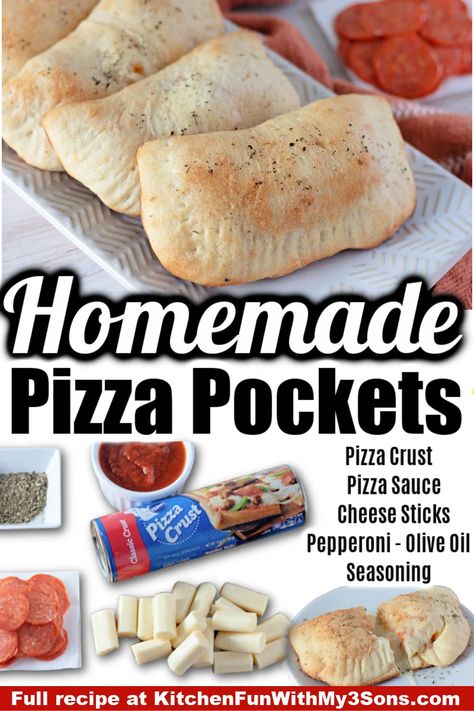 Homemade Pizza Pockets, Pepperoni And Cheese, Pizza Pockets, Cheap Dinner Recipes, Pizza Recipes Homemade, Easy Pizza, A Pizza, Cheap Meals, Homemade Pizza