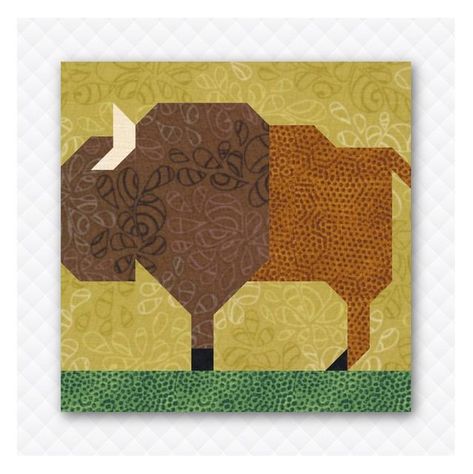 Bison Quilt Patterns, Buffalo Quilt Pattern, Bison Quilt, Buffalo Quilt, National Park Patches, Quilt Squares, National Days, Scrap Quilt, Animal Quilts