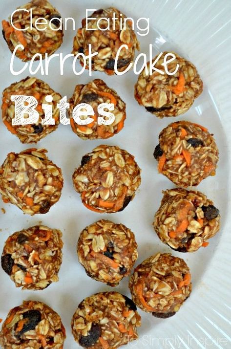 These healthy Carrot Cake Bites are a yummy treat with simple ingredients. Perfect little snack to have ready to munch on. Recipe Carrot Cake, Carrot Cake Bites, Carrots Healthy, Coconut Nectar, Cake Carrot, Clean Eating Vegetarian, Eating Carrots, Sunflower Butter, Healthy Carrot Cakes