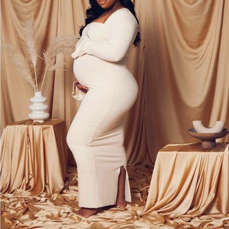 White Long Sleeve Maternity Dress Cream Fall Dress, Baby Shower Dress Winter Long Sleeve, Formal Maternity Photoshoot, Long Sleeve Baby Shower Dress, Cream Maternity Dress, Baby Shower Dress Long Sleeve, White Dress Maternity Shoot, Baby Shower Dresses For Mom, Baby Shower Outfit For Mom