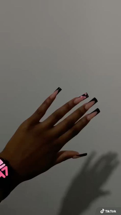 Black French Tips, Graduation Nails, Black Acrylic Nails, Drip Nails, Girly Acrylic Nails, French Tip Acrylic Nails, French Acrylic Nails, Short Square Acrylic Nails, Unique Acrylic Nails