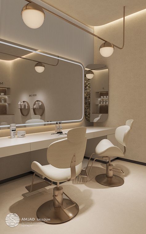 BEAUTY LOUNGE SPA DESIGN :: Behance Makeup Studio Interior Design, Makeup Room Design, Makeup Studio Decor, Esthetician Room Decor, Spa Room Decor, Spa Interior Design, Beauty Salon Furniture, Hair Salon Interior, Salon Suites Decor