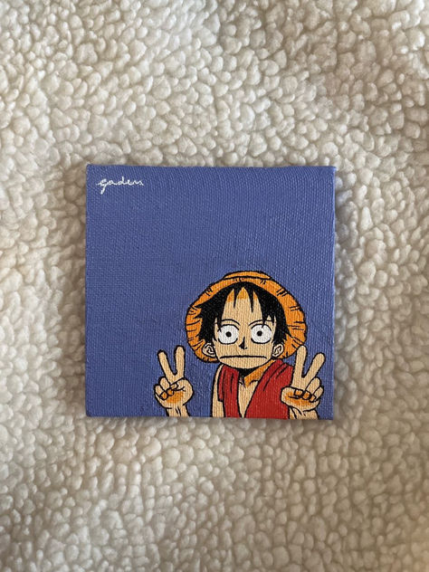 Anime Small Canvas Painting, Anime Mini Canvas Painting, Luffy Painting Easy, One Piece Painting Easy, One Piece Anime Painting Canvases, One Piece Acrylic Painting, Luffy Canvas Painting, Painting Ideas On Canvas Anime, One Piece Painting Canvases