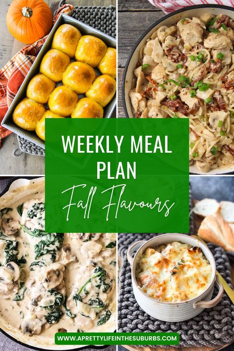 In this week's meal plan are all of the flavourful foods and ingredients of fall. The meals consist of all the major food groups and are nourishing and comforting, perfect for the changing weather. Fall Meal Plans, Nourishing Fall Meals, Thanksgiving Week Meals, Pork Chop Side Dishes, December Meal Plan, November Meal Plan, Fall Meal Plan, November Meals, 21 Day Meal Plan