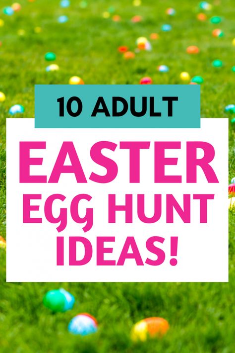 Grown Up Easter Egg Hunt Ideas, Easter Games For Kids And Adults, Cool Easter Egg Hunt Ideas, Adult Easter Brunch, Easter Olympics Games Adults, Workplace Easter Egg Hunt, Different Easter Egg Hunt Ideas, Egg Hunting Ideas, Easter Hunt Clues For Adults