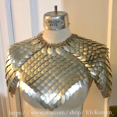 Scalemaille Armor chest piece by It Is Known Scale Mail Shoulder Armor, Scale Shoulder Armor, How To Make Scale Mail, Sea Shell Armor, Female Scale Mail, Dragonscale Armor, Scale Mail Armor, Scalemail Armor, Shoulder Armor Tattoo