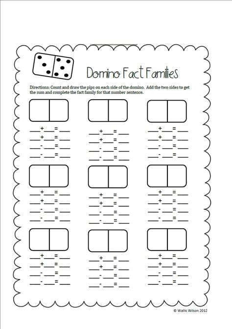 Ms. Wilson's Wolves: Saying Goodbye, a Domino Freebie, and Mystery Pictures Fact Family Worksheet, Math Lab, Math Enrichment, Family Worksheet, Math Fact Fluency, First Grade Worksheets, Fact Families, Second Grade Math, Math Addition