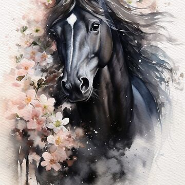 horse lover, animal lover, gallop, horse and flowers in watercolor, field house horse riding, riding fan, horse art canvas, dark horse art, fantasy horse art pinterest #redbubble #redbubblestore #homedecor #interiordesign #print #artprint #canvas Fantasy Horse Art, Black Horse Art, Horse And Flowers, Horse With Flowers, Watercolor Field, Flowers In Watercolor, Field House, Art Pinterest, Fantasy Horses