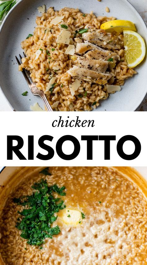 Chicken Risotto is luxurious, easy to make, and has a burst of lemony fresh flavor in every bite! Enjoy it as an elegant yet foolproof 30-minute meal for weeknight dinners or gourmet date nights. Risotto Recipes Chicken, Chicken Kale, Chicken Risotto, Fennel Salad, Sauteed Chicken, Risotto Recipes, 30 Minute Meals, Daughter In Law, Weeknight Dinners