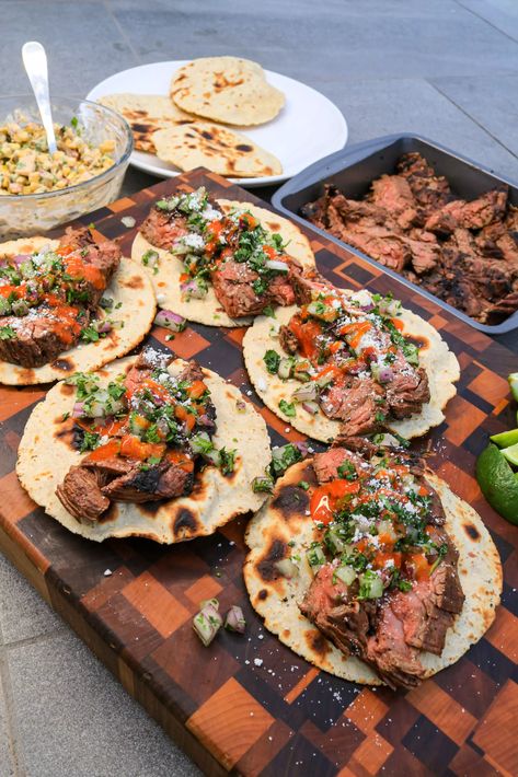 Creamy Corn Salsa, Tacos With Corn Salsa, Over The Fire Cooking, Pork Belly Tacos, Infused Recipes, Breakfast Tacos Recipe, Fried Pork Belly, Beef Tacos Recipes, Grilled Taco