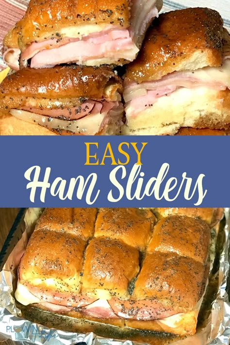 Easy Ham Sliders, Kings Hawaiian Rolls, Hawaiian Roll Sandwiches, Sliders Recipes Hawaiian Rolls, Hawaiian Ham, Easy Slider Recipes, Ham Cheese Sliders, Ham Sliders, Baked Sandwiches