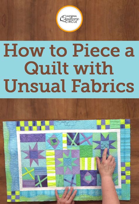 Heather Thomas teaches you how to piece a quilt with unusual fabrics that have interesting textures and sheens. She talks about piecing with monk cloth, embroidered cotton, sheer, silk velvet, pineapple fabric, silk dupioni and raw silk, and then shows you a few different examples of her own work that utilize unusual fabrics. Quilting With Silk Fabric, Paper Piecing Tutorial, Silk Quilt, Purple Quilts, Sewing Circles, Quilting Videos, Baby Girl Quilts, Paper Piecing Quilts, Quilting Techniques