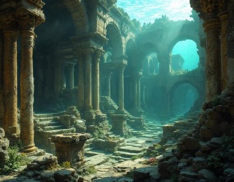 Please Expand and Review: This listing is for a large, clear print of underwater ruins. The item measures 18 x 24 in. It is very high quality, professionally printed on premium, satin photo paper. It will ship securely in a sturdy mailing tube. Please handle your print with care, including while unpacking it. If you are looking for a custom size or other alterations, please send a message as I will likely be able to accommodate for a reasonable cost. Please also see my shop for similar items. Please be aware I can only ship to the address on your order. If you need to change the address, and your order hasn't shipped yet, please put in a cancellation request and reorder under the correct address. This image was generated from my inputs using AI tools, with manual edits/enhancements carried