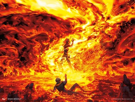 MtG card art by Noah Bradley: Jaya's Immolating Inferno Flame Magic, Noah Bradley, Mtg Art, Bhagavad Gita, Fantasy Concept Art, Throne Of Glass, Magic Art, Wizards Of The Coast, Fantasy Inspiration