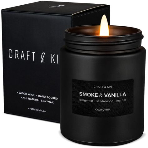 About this item PREMIUM SOY CANDLE: This 100% soy wax, wood wick candle is made with essential oils that bring a strong masculine fragrance to your home. CANDLE FOR MEN: Have you looked for a candle for men for a long time? We’ve designed the perfect one for you and your loved ones. It comes with a strong masculine scent and a stylish black design. Leather Scented Candle, Candles For Men, Masculine Candle, Wood Scented Candles, Pine Candle, Wood Wick Candle, Valentine Candles, Man Candle, Christmas Scented Candles