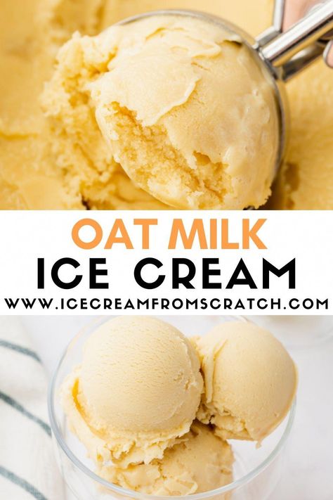 Oat Milk Ice Cream - Ice Cream From Scratch #KefirKitchenExperiments Rice Milk Ice Cream Recipe, Homemade Lactose Free Ice Cream, No Dairy Ice Cream Recipes, Dairy Free Soft Serve Ice Cream, Kitchenaid Ice Cream Maker Recipes Dairy Free, Oat Milk Ice Cream Recipe Ice Cream Maker, Dairy Free Homemade Ice Cream Maker, Nondairy Ice Cream Recipe, Kitchen Aid Ice Cream Recipes Non Dairy