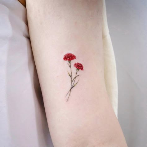 Flower Tattoo Placement, January Birth Flower Tattoo, Flower Tattoo Meaning, Carnation Flower Tattoo, Marigold Tattoo, January Birth Flower, Carnation Tattoo, Flower Tattoo Ideas, Flower Tattoo Meanings