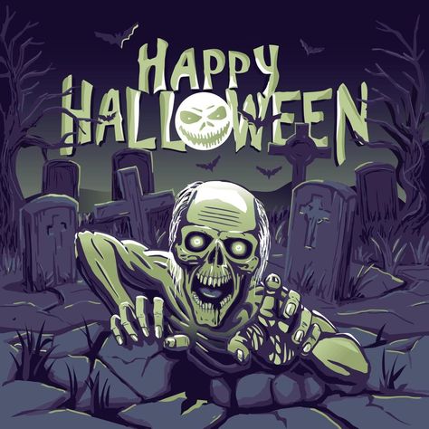 Zombies coming out of the grave. Illustration for Halloween. Happy Halloween. Grave Illustration, Zombie Icon, Zombie Illustration, The Zombies, Tree Saw, Heart Tree, Logo Banners, Cityscape Photos, Nature Backgrounds