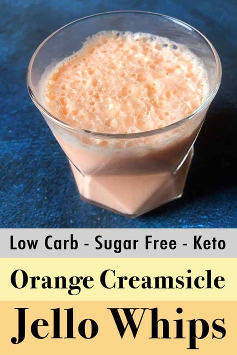 This recipe for Low Carb and Keto Orange Creamsicle Jello Whips is a creamy, fruity treat with only 4g net carbs. It's a quick, 3 ingredient dessert, that could not be any easier to make. Keto Orange Creamsicle, Jello Whip, Orange Creamsicle Jello, Jello Whips, Creamsicle Jello, Galletas Keto, 3 Ingredient Desserts, Sugar Free Jello, Fruity Treats