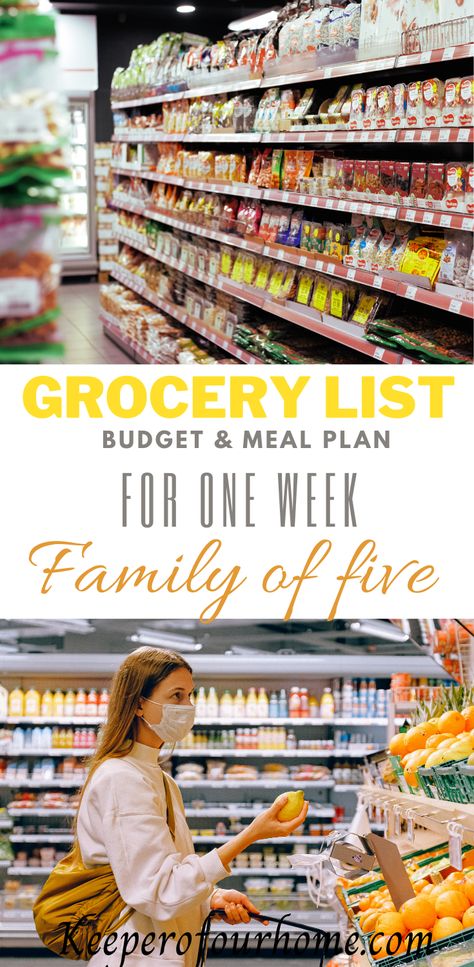 Family Of 5 Grocery List, Grocery List For Family Of Five, Grocery Budget For Family Of 5, Family Of 4 Grocery List, Weekly Grocery List On A Budget Families, Weekly Meal Plan With Grocery List, Budget Grocery List For Family Of 4, Heb Grocery List, Basic Grocery List