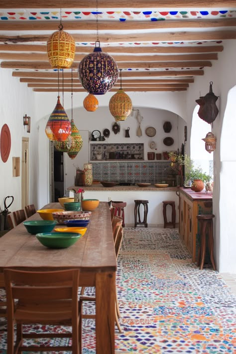 How to Bring Moroccan Decor Ideas Into Your Home – Everyday Inspo Moroccan Inspired Dining Room, Moroccan Inspired Kitchen, Middle East Interior Design, Moroccan Kitchen Ideas, Morroco Interior Design, Middle East House, Tiny Home Aesthetic, Moroccan Kitchen Design, Middle Eastern Interior Design