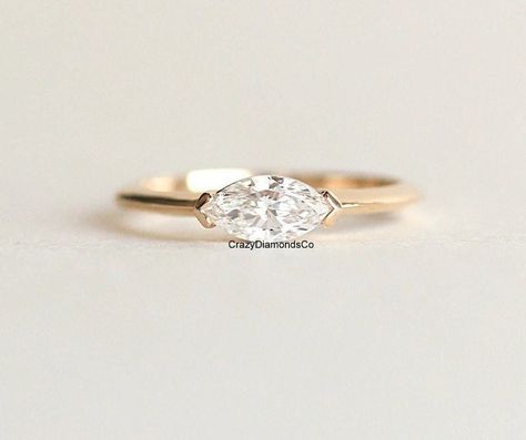 Engagement Ring East West, East West Marquise, Marquise Diamond Engagement Ring, Ring Proposal, Cute Engagement Rings, Marquise Ring, Zierlicher Ring, Engagement Rings Marquise, Solid Gold Ring