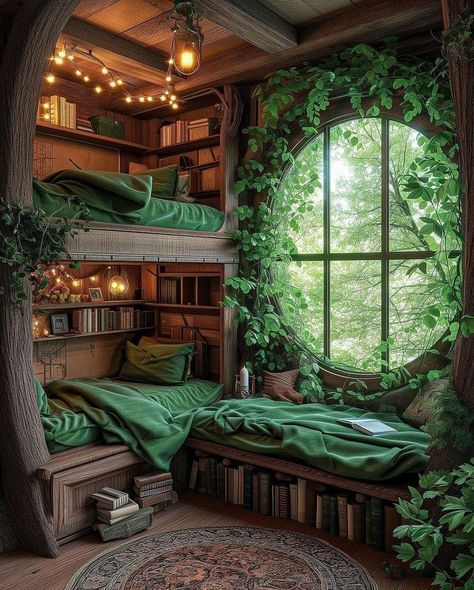 The Hobbit Inspired Bedroom, Hobbit Interior Design, Hobbit Bedroom Aesthetic, Hobbit Bedroom Ideas, Hobbit Inspired Library, Hobbiton Aesthetic, Hobbit Interior, Hobbit Hole Library, Shire Aesthetic