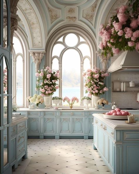 Home Wet Bar, Townhouse Interior, Elegant Kitchen Design, Victorian Kitchen, Pink Cottage, Dream Kitchens Design, Classic Interior Design, Pink Kitchen, Dream House Interior