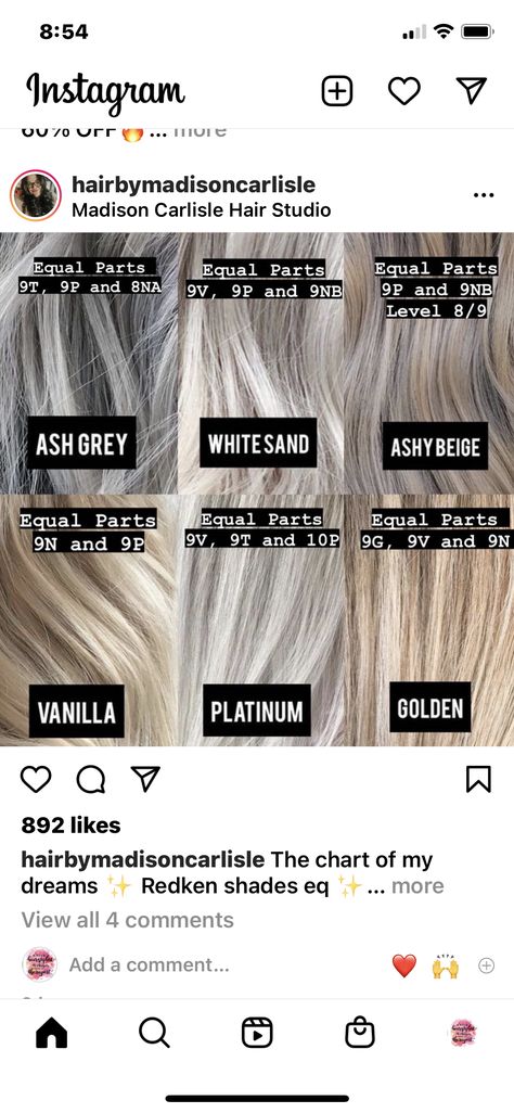 Toner For Blonde Hair, Blonde Toner, Redken Hair Color, Redken Hair Products, Redken Shades, Hair Toner, Redken Color, Hair Color Formulas, Hair Color Chart