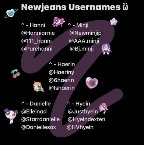 Name Chart Tiktok, Newjeans Username Ideas Kpop, Usernames For Kpop Stans, Discord Username Ideas Kpop, Genshin Impact Username Ideas, New Jeans Username Ideas, Tiktok Display Name Ideas, Newjeans Username Ideas, Cute Ig Usernames Ideas