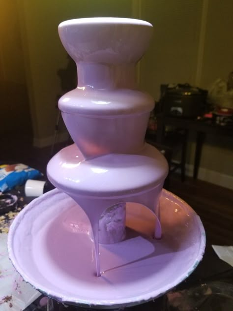 Gender Reveal Chocolate Fountain, Purple Chocolate Fountain, Purple Quince Snack Table, Colored Chocolate Fountain, Euphoria Food Party, All Purple Birthday Party, Purple Sweet Sixteen Decorations, Purple Wedding Food, Sweet Sixteen Party Ideas Purple