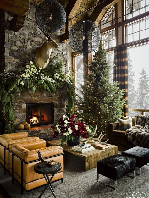 House Tour: Ken Fulk Creates A Montana Guesthouse That's The Ultimate Winter Getaway Winter Designs, Ski House, Mountain House, Fun Christmas, A Living Room, Cabins In The Woods, Design Living, Design Case, Log Homes