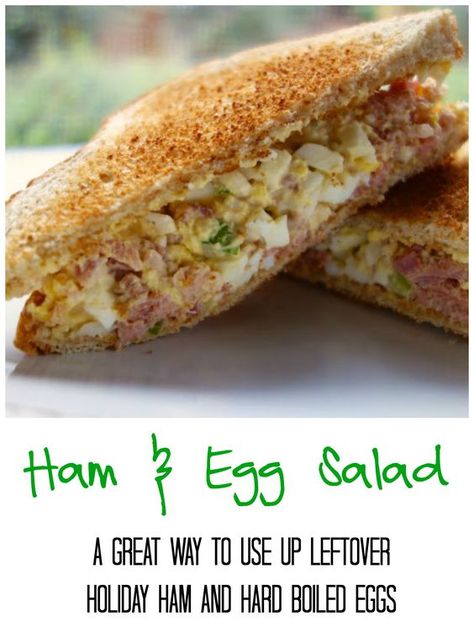 Ham and Egg Salad Sandwich Recipe - great way to use up leftover holiday ham and hard boiled eggs. Will keep for a few days in the fridge. I can eat the whole batch myself! YUM! Ham And Egg Salad, Plain Chicken Recipe, Egg Salad Recipe Healthy, Ham Salad Recipes, Egg Salad Sandwich Recipe, Salad Sandwich Recipe, Salad Recipes Lunch, Egg Salad Sandwich, Chicken Ham