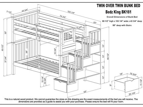 This Tall Twin over Twin Stairway Bunk Bed with a Twin Trundle in Expresso will look great in your Home Bunk Beds Twin Over Full, Bunk Beds Twin, Bunk Beds For Girls Room, Stairway Bunk Beds, Beds Twin, Bunk Bed Plans, Bunk Bed Mattress, Diy Bunk Bed, Twin Over Twin Bunk Bed