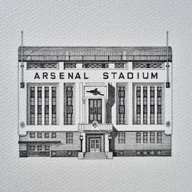 Stadium Drawing, Highbury Stadium, Arsenal Stadium, 1 Point Perspective, Equestrian Statue, Point Perspective, Small Drawings, Victorian Homes, Architecture Drawing