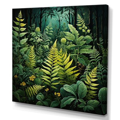 This beautiful "Green And Black Ferns Dynamic Contrast VII" wall art is printed on premium quality cotton canvas using the finest fade-resistant ink. Format: Wrapped Canvas, Size: 30" H x 30" W x 1" D | Red Barrel Studio® Middelburg & Black Ferns Dynamic Contrast VII - Print Canvas, Cotton in Green | 30 H x 30 W x 1 D in | Wayfair | Home Decor Dark Green Decor, Fern Painting, Diy Fairy Door, Fern Art, Work Decor, Metal Wall Art Living Room, Floral Metal Wall Art, Decor Paintings, Arizona House