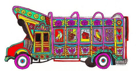 Pakistan Drawing, Food Truck Art, Pakistan Truck Art, Truck Art Pakistan, Pakistani Truck Art, Pakistani Truck, Decoupage Paper Printable, Pakistani Art, Pakistan Art