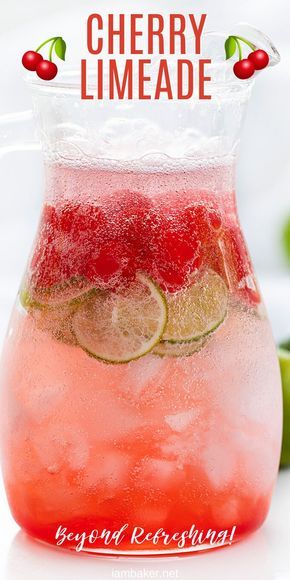 Drinks With Sprite, Cherry Limeade Recipe, Limeade Drinks, Limeade Recipe, Cherry Drink, Maraschino Cherries, Drink Recipes Nonalcoholic, Summertime Drinks, Cherry Limeade