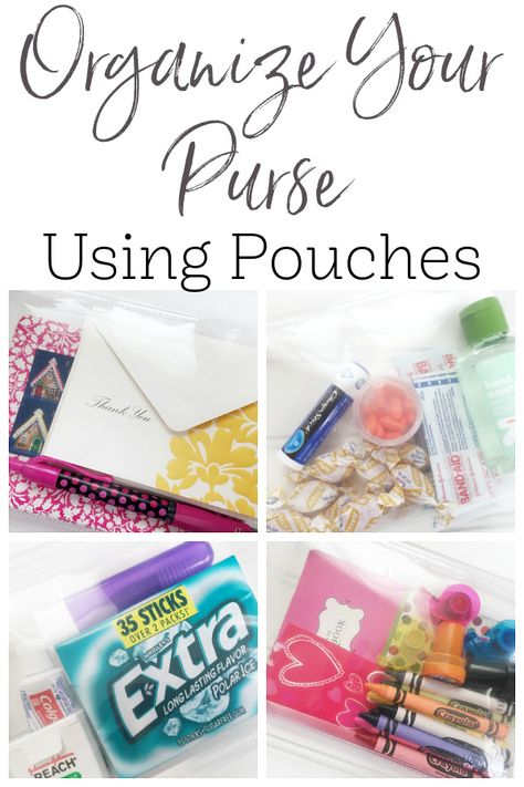 Here are a few ideas on how to organize your purse using pouches. Each pouch is organized by category: kids' items, first aid, etc. Get your purse organized, and keep it that way! Purse Hacks, Purse Necessities, Organized Purse, Diy Purse Organizer, Mom Purses, Purse Cleaning, Lavender Laundry, Master Closet Organization, Schedule Organization